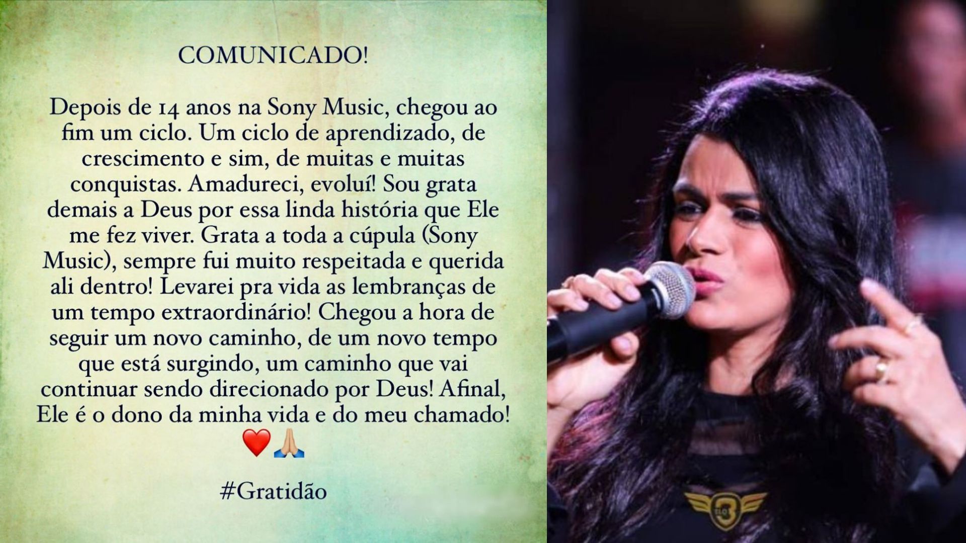 Damares anuncia saída da Sony Music após 14 anos de parceria